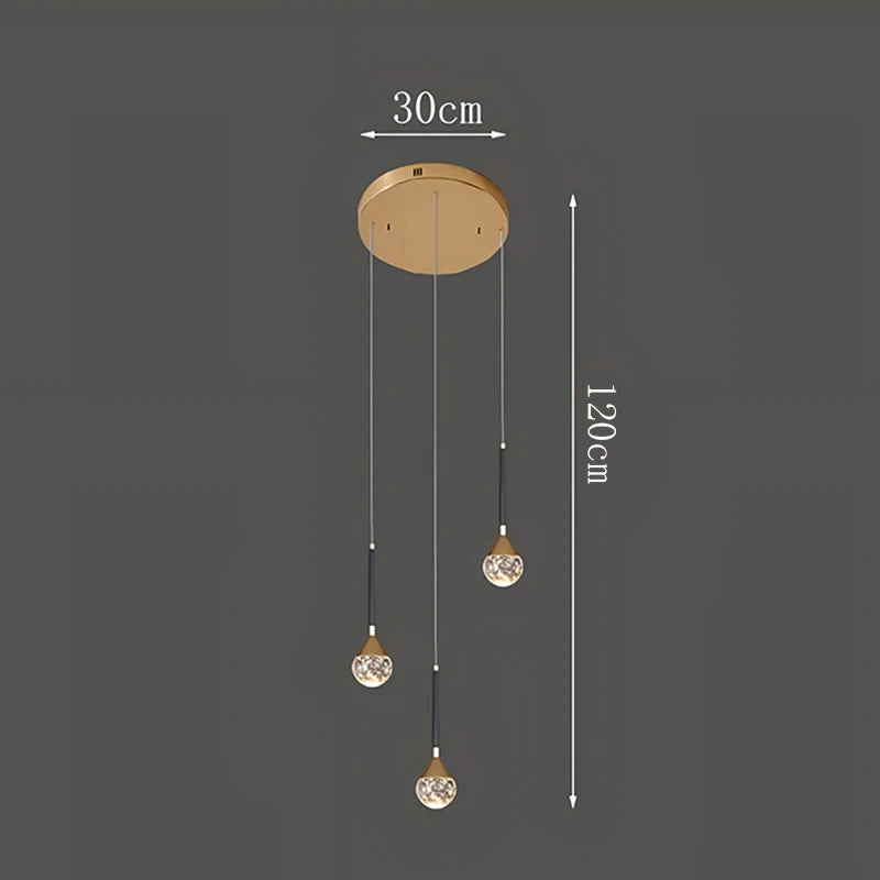 Nordic Crystal Pendant Lamp With Modern Hanging Light Chandelier for Dining & Living Room