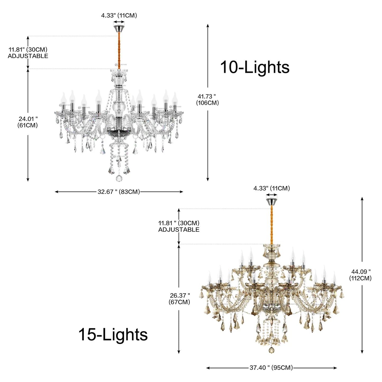 Ridgeyard 4-18 Arms K9 Crystal Chandelier – Luxury Modern & Boutique Style for Hallways, Living Rooms, Dining Rooms, & Bedrooms