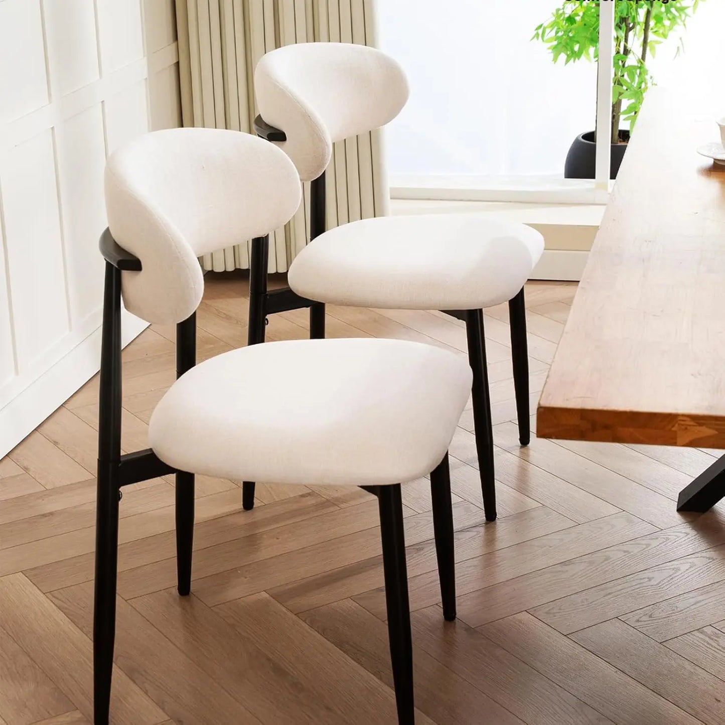 Modern Fabric Upholstered Dining Chairs Set of 4 for Kitchen & Dining Spaces