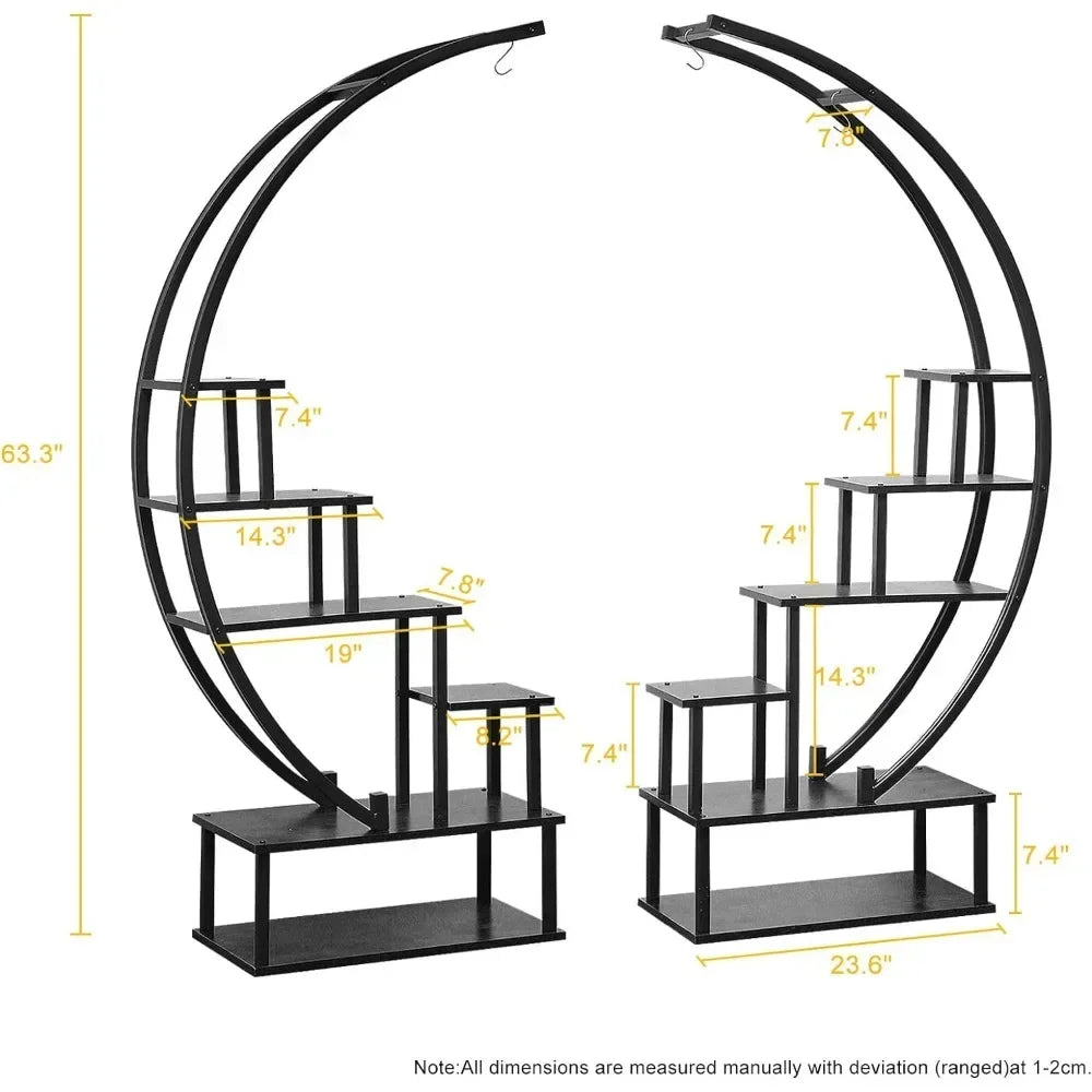 Multi Level Metal Indoor Plants Stand 2 Pcs 6 Tier Tall