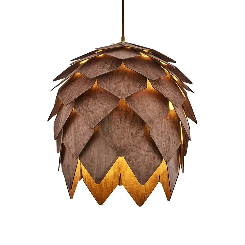 Wooden Pine Cone Chandelier Famous Art Light for Luxury Cafés & Dining Spaces