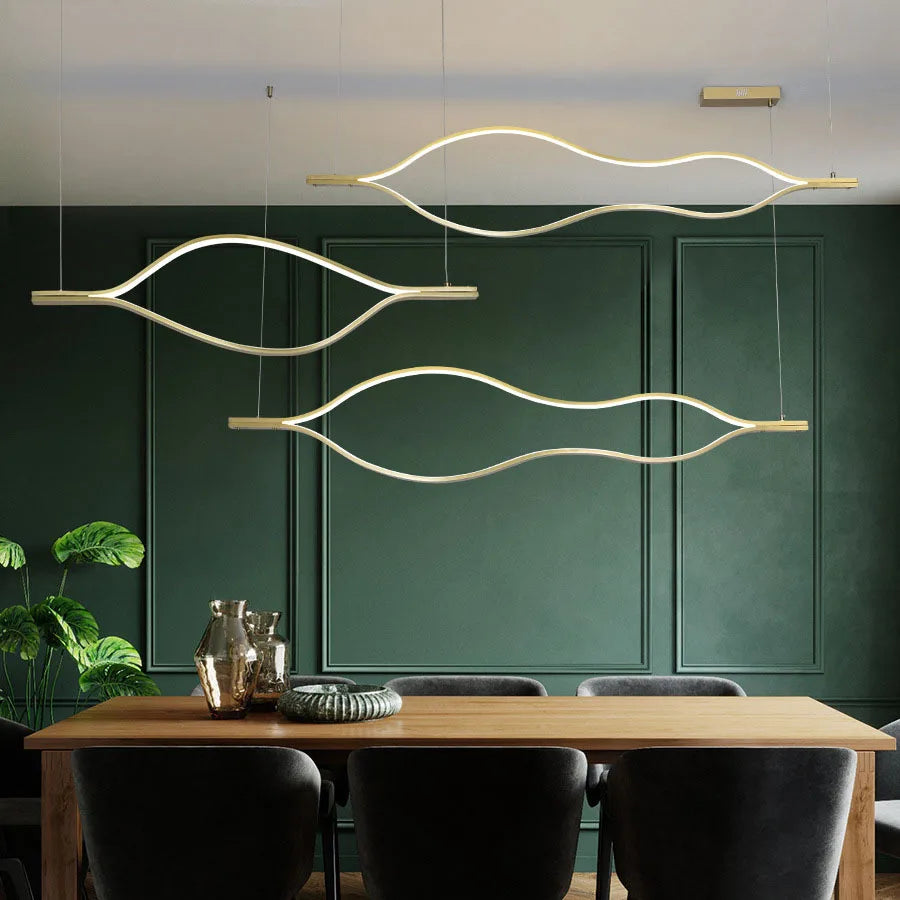 Stylish Postmodern Wavy Lamp – Creative LED Hanging Chandelier for Living Rooms & Stores