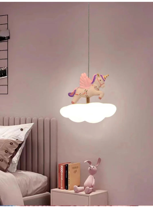Colored Pegasus LED Cloud Chandelier for a Magical Princess Bedroom