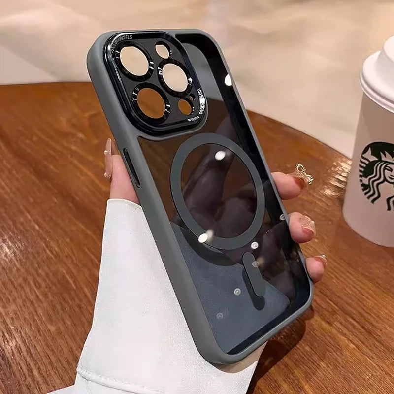 Crystal Clear & Shockproof: Luxury Acrylic Magnetic Case for iPhone 16, 15, 14 Plus & 16 Pro Max