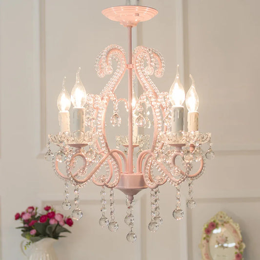 Beautiful Pink Crystal Chandelier for Girls’ Rooms