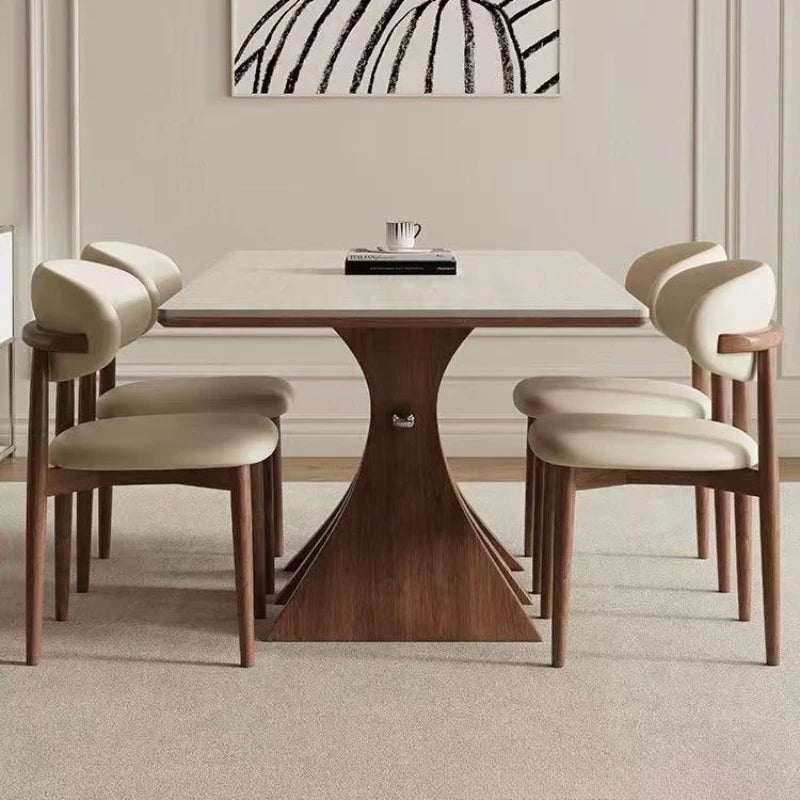 Luxury Solid Wood Rock Slab Dining Table Modern for Modern Luxury Interiors