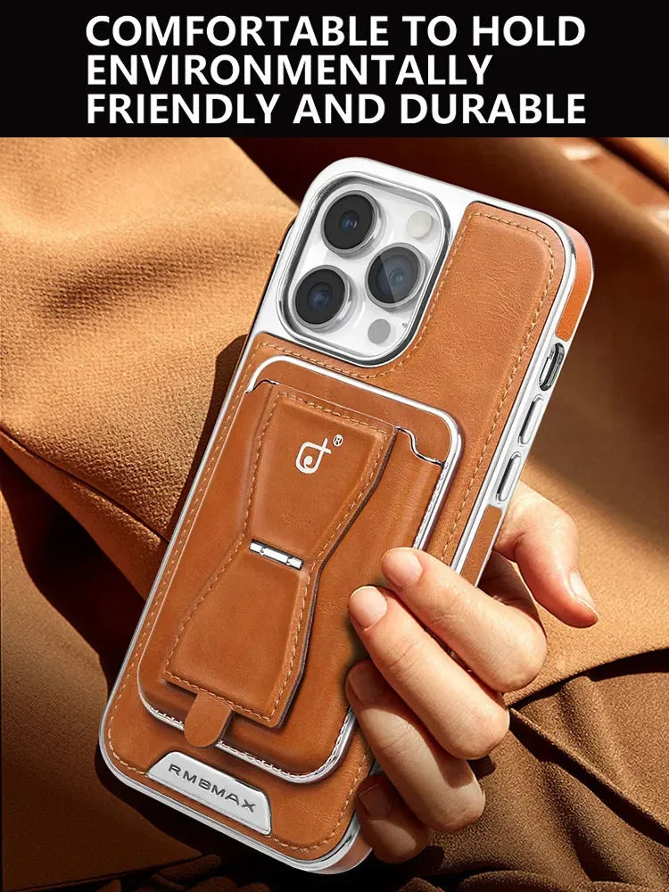 Sleek & Stylish: Leather Wallet Stand Phone Case with Card Holder for iPhone 13, 12, 14, 15 Pro Max & 15 Plus!