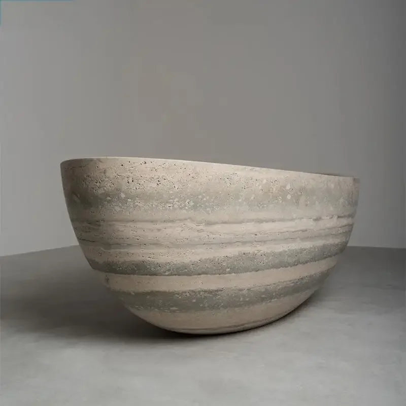 Customizable Natural Marble Bathtub Handcrafted Natural Stone Soaking Tub for Villas & Hotels