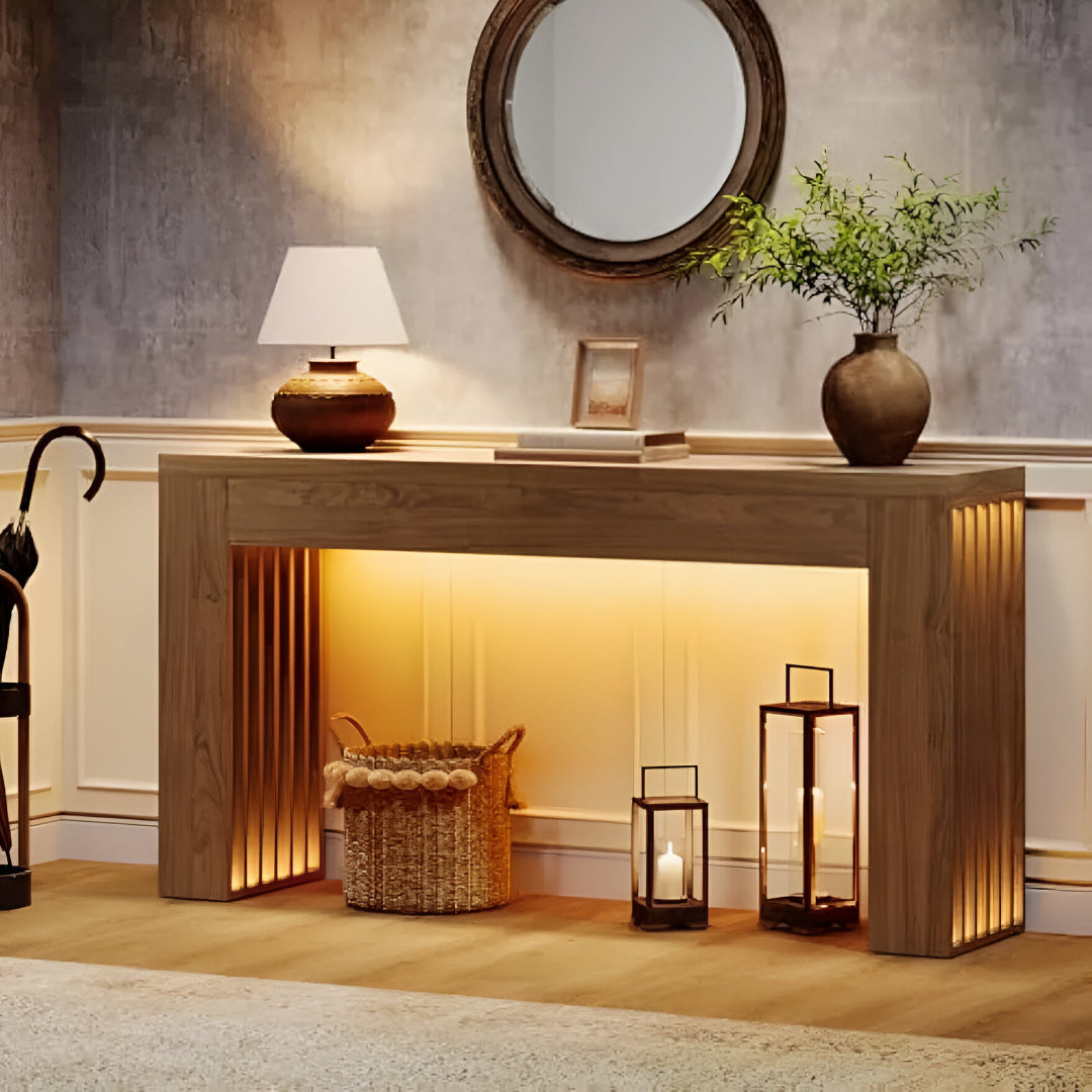 Modern Farmhouse Entryway Table with Stylish Vertical Legs Perfect for Hallways & Foyers