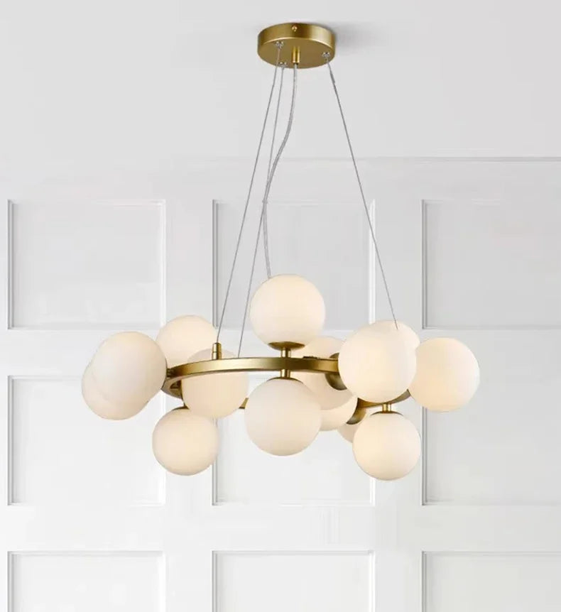 Modern Glass Bubble Chandelier Elegant Round Pendant Light Perfect for Living, Dining & Bedroom Spaces