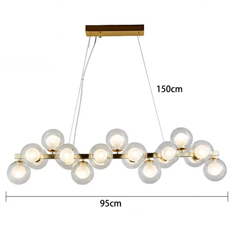 Modern Glass Bubble Chandelier Elegant Round Pendant Light Perfect for Living, Dining & Bedroom Spaces