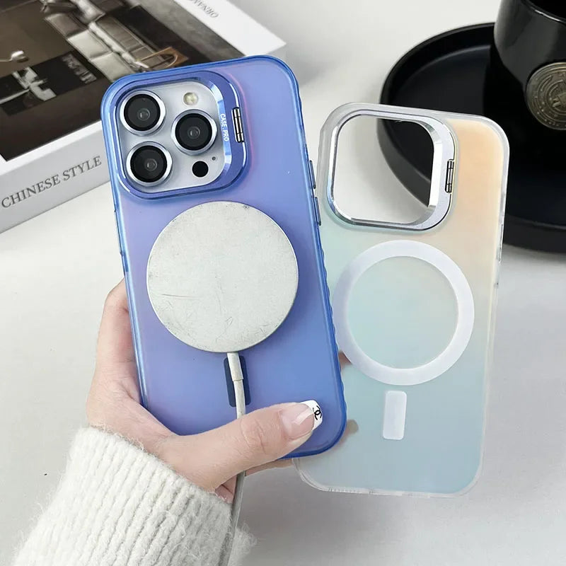 Magnetic Invisible Holder Phone Case for iPhone 11-15 Pro Max & Frosted Cover for iPhone 13-15 ProMax