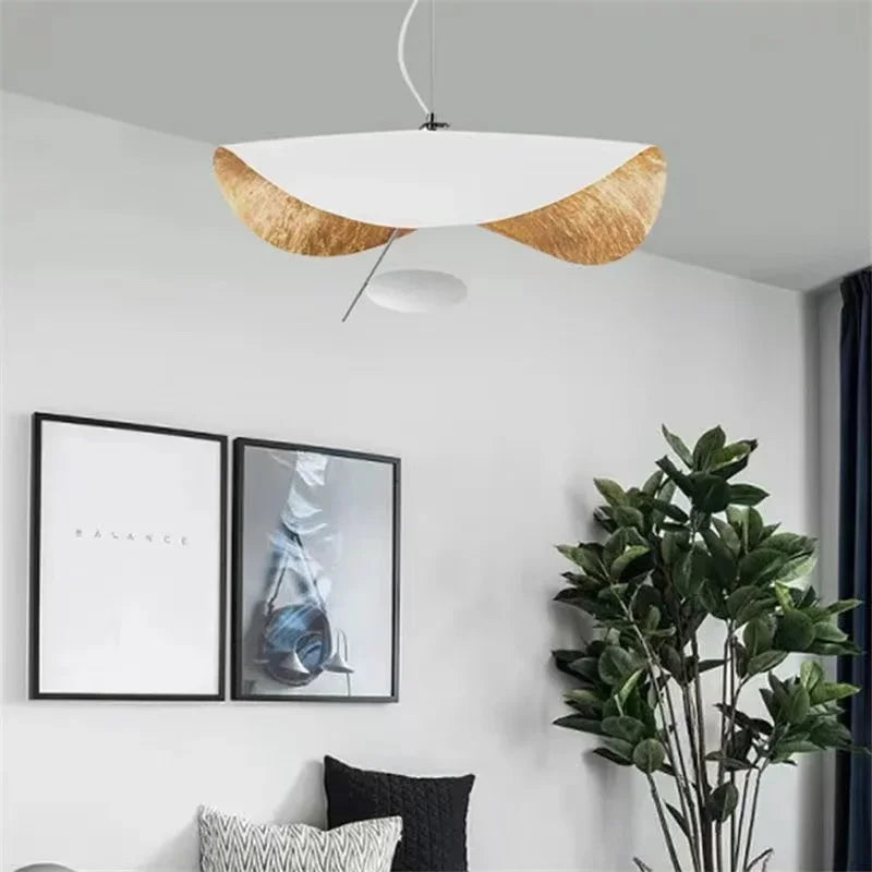 Modern Curved Chandelier French Hat Art Design LED Pendant Light for Living Rooms & Restaurants