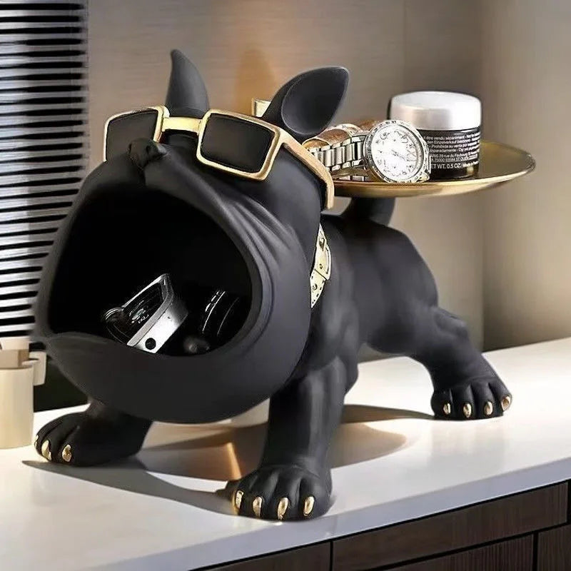 Animal Ornament & Storage Box – 22cm Bulldog Figurine for Home Decor or Gift