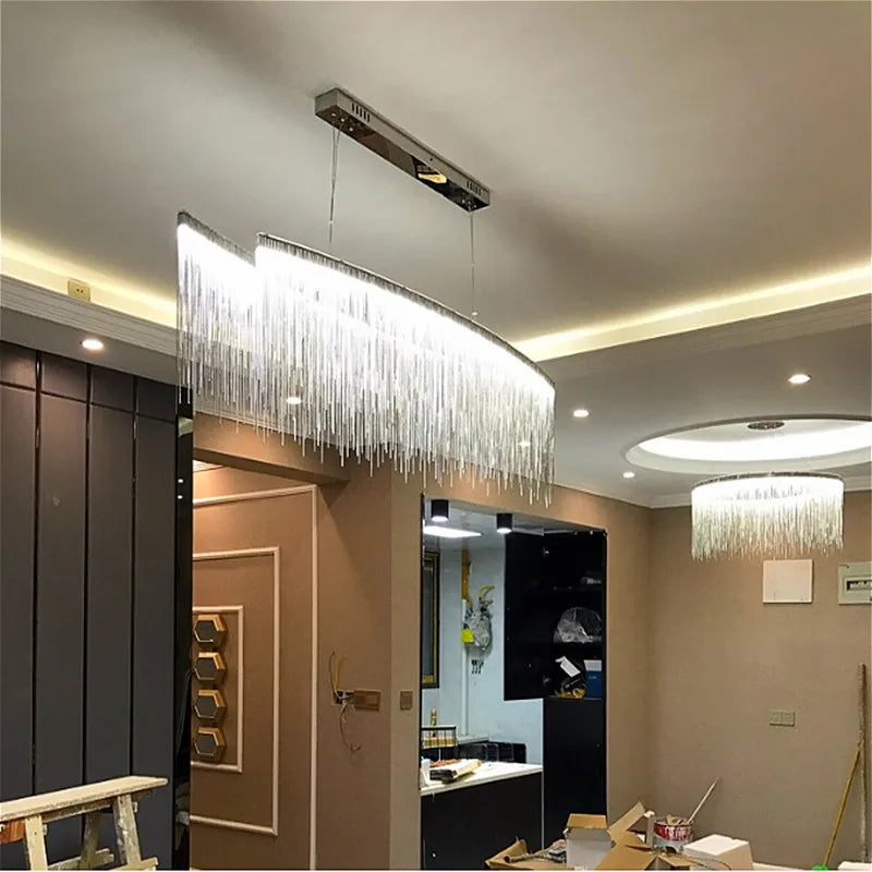 Luxury Tassel Chain LED Restaurant Chandeliers for Living Room, Club, Hotel, Reception