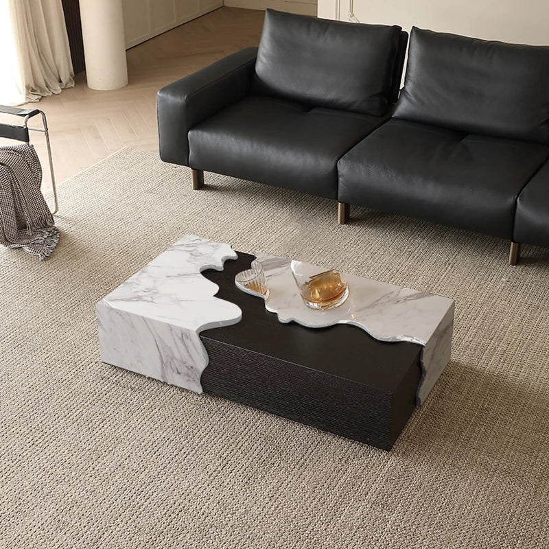 Italian Marble Coffee Table With Rectangle Art Furniture for Living Room