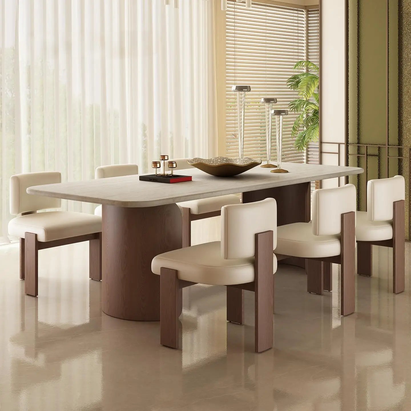 Luxury Marble Dining Set Natural Stone Table & Chairs for Modern Homes & Apartments