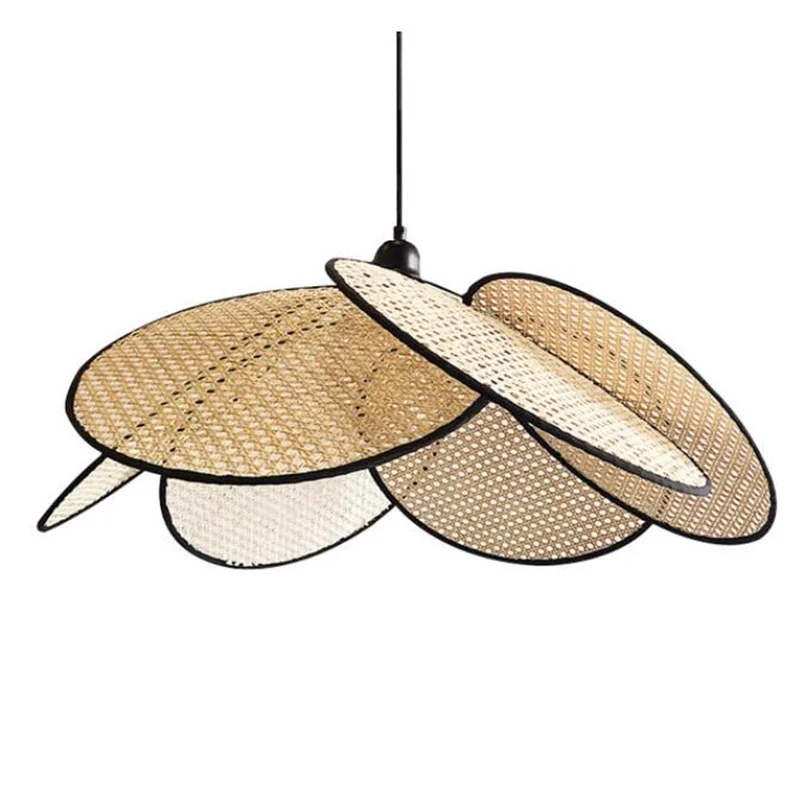 Unique Leaf Grid Design Wood & Bamboo Chandelier for Living & Dining Spaces