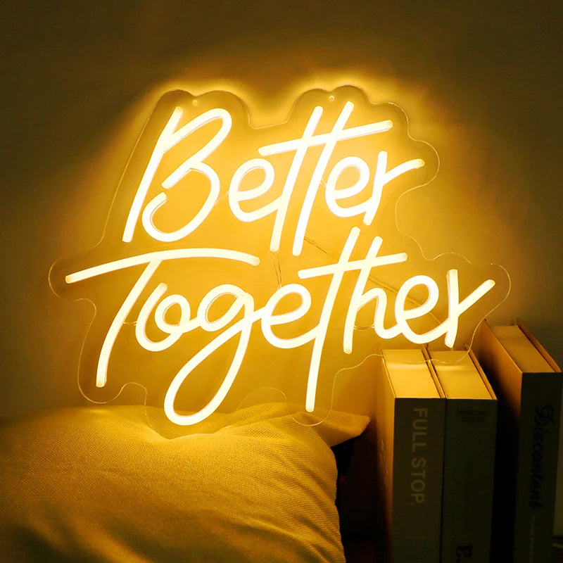 Better Together LED Neon Sign: Perfect Wall Decor for Engagements & Weddings!