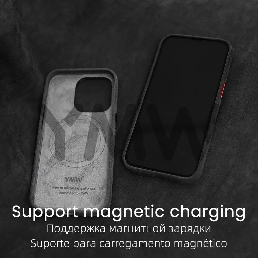 Supercar-Inspired Suede Magnetic Case for iPhone 16 Pro Max, 15 & 14 – Luxury Leather Cover