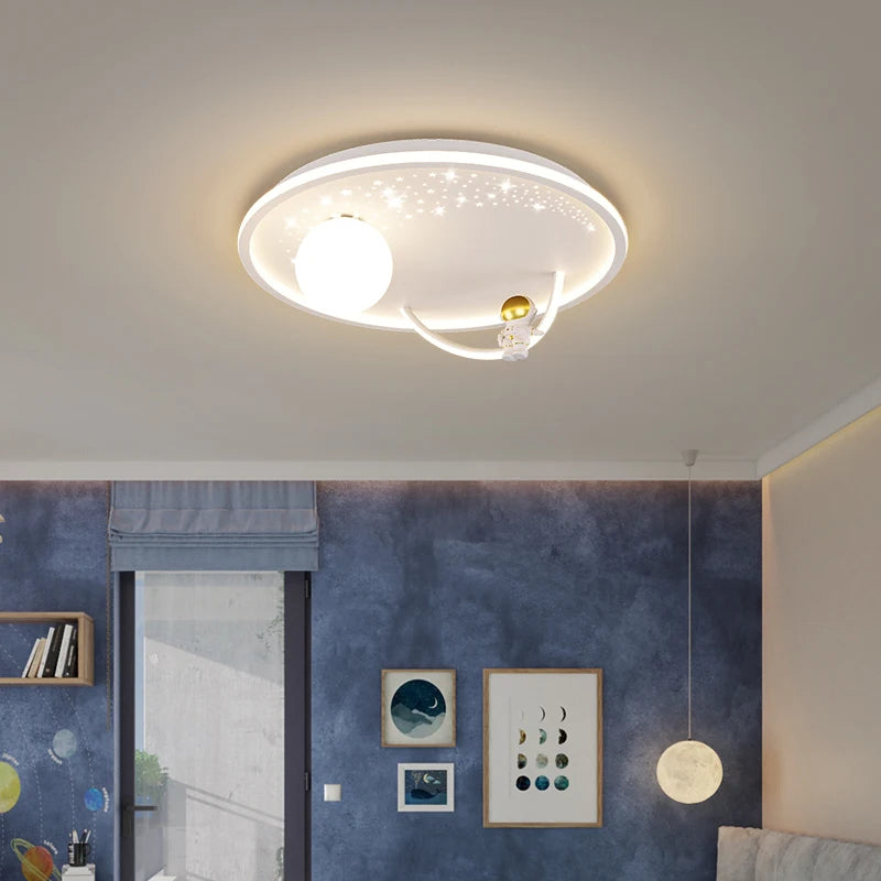 Modern Nordic LED Chandelier with Planets & Astronaut Design for Bedrooms