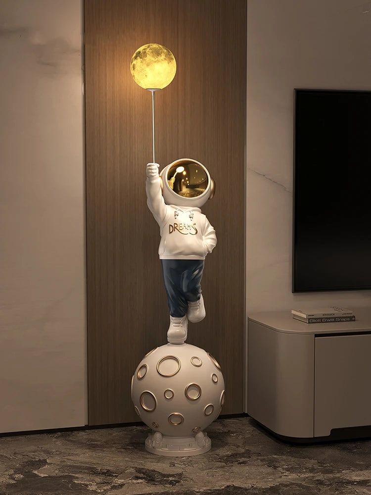160CM Luminous Astronaut Lamp | Creative Sculpture Floor Ornament | Large Astronaut Statue for Living Room Decor