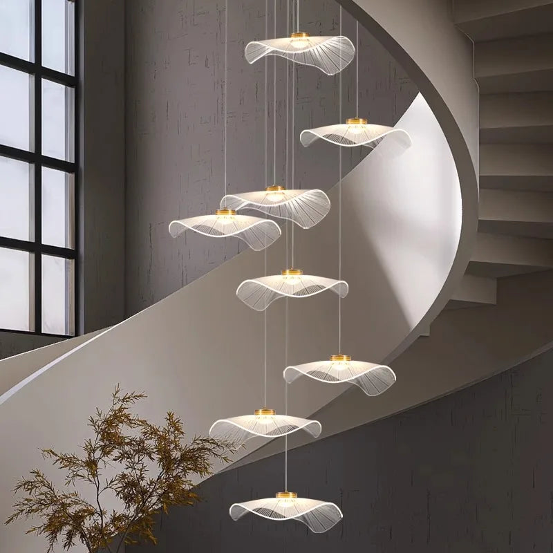 Innovative Hanging LED Chandeliers for staircases and Interiors and dining rooms