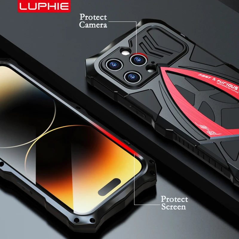 Ultimate Protection: Luphie Metal Armor Case for iPhone 11/12/13/14/15 Pro Max & Plus - Shockproof & Stylish! 🛡️📱