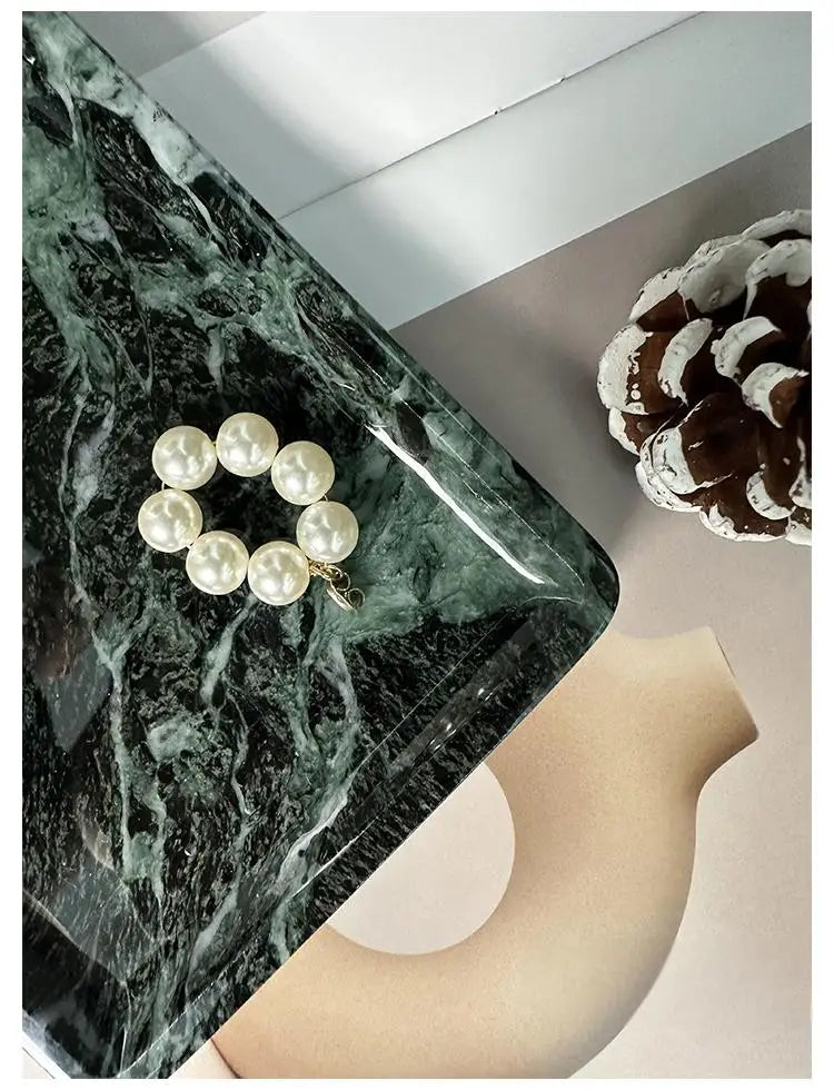 Luxury Marble Bathroom Tray Elegant Natural Stone Vanity & Cosmetic Organizer