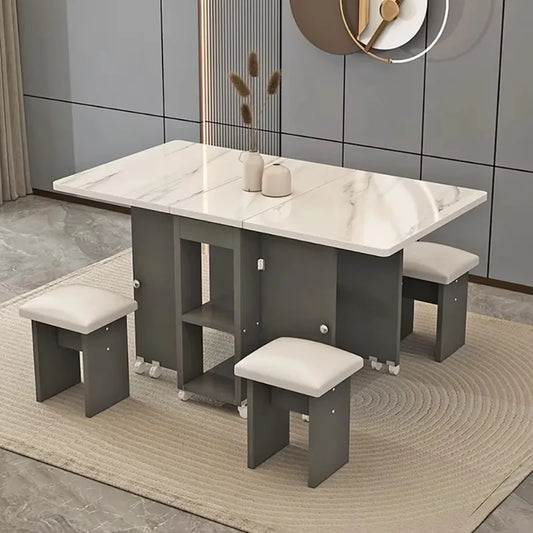 Italian Luxury Dining Table Set – Folding Table with 4 Stylish Chairs