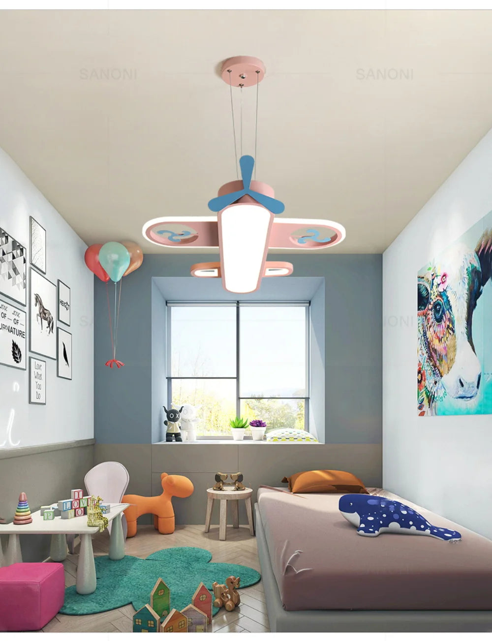 Modern LED Hanging Ceiling Lamp – Stylish Chandelier for Children's Bedrooms, Living & Dining Rooms!