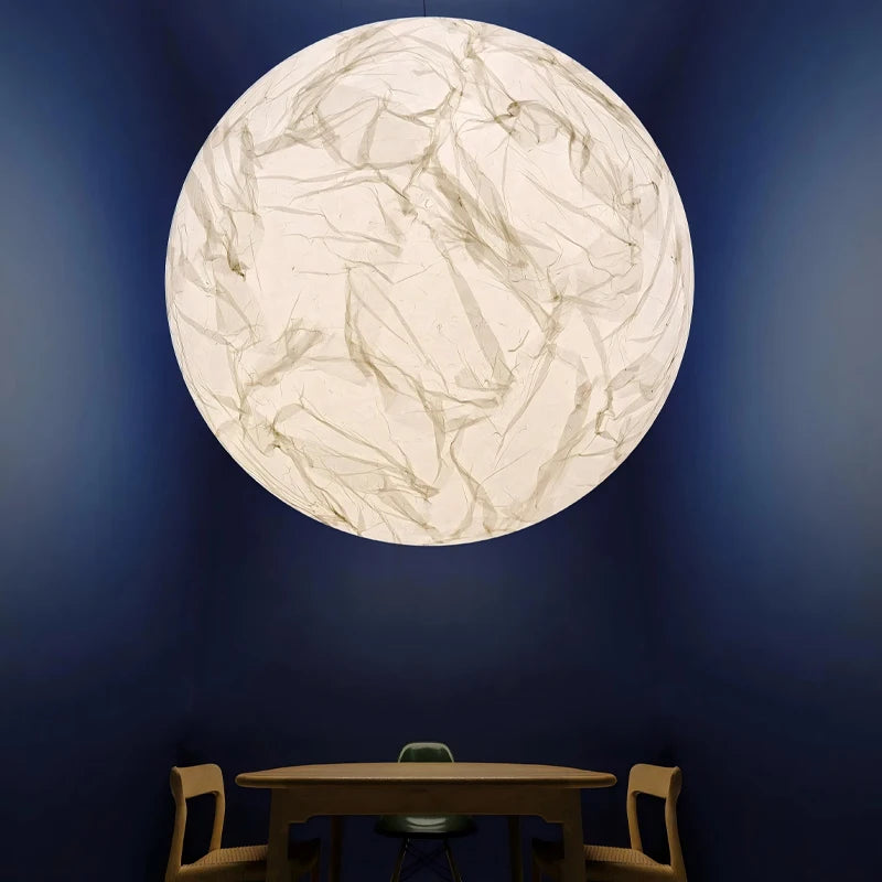 Nordic Moon Chandelier LED Paper Ball Pendant Lamp for Living Room, Bedroom & Kids’ Space Decor