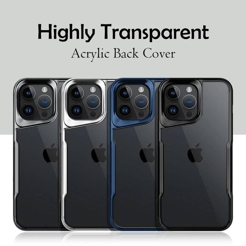 High-Transparency Border Case for iPhone 11-15 Pro Max with Lens Guard & Soft Rubber Plating