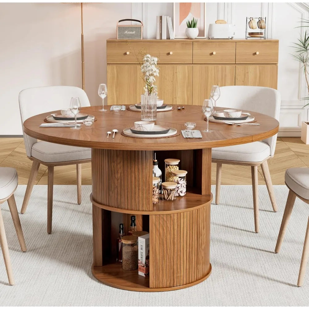 Wooden Dining Table with 2 Shelves Perfect for Kitchen or Dining Room