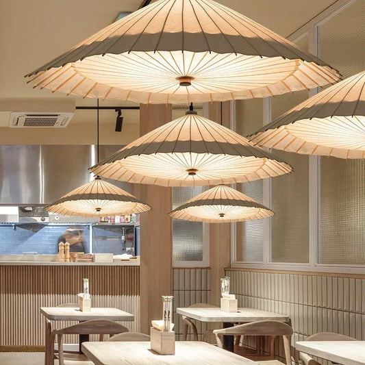 Wabi-Sabi Rice Paper Pendant Lamp – Dining Room & Restaurant Lighting Solution