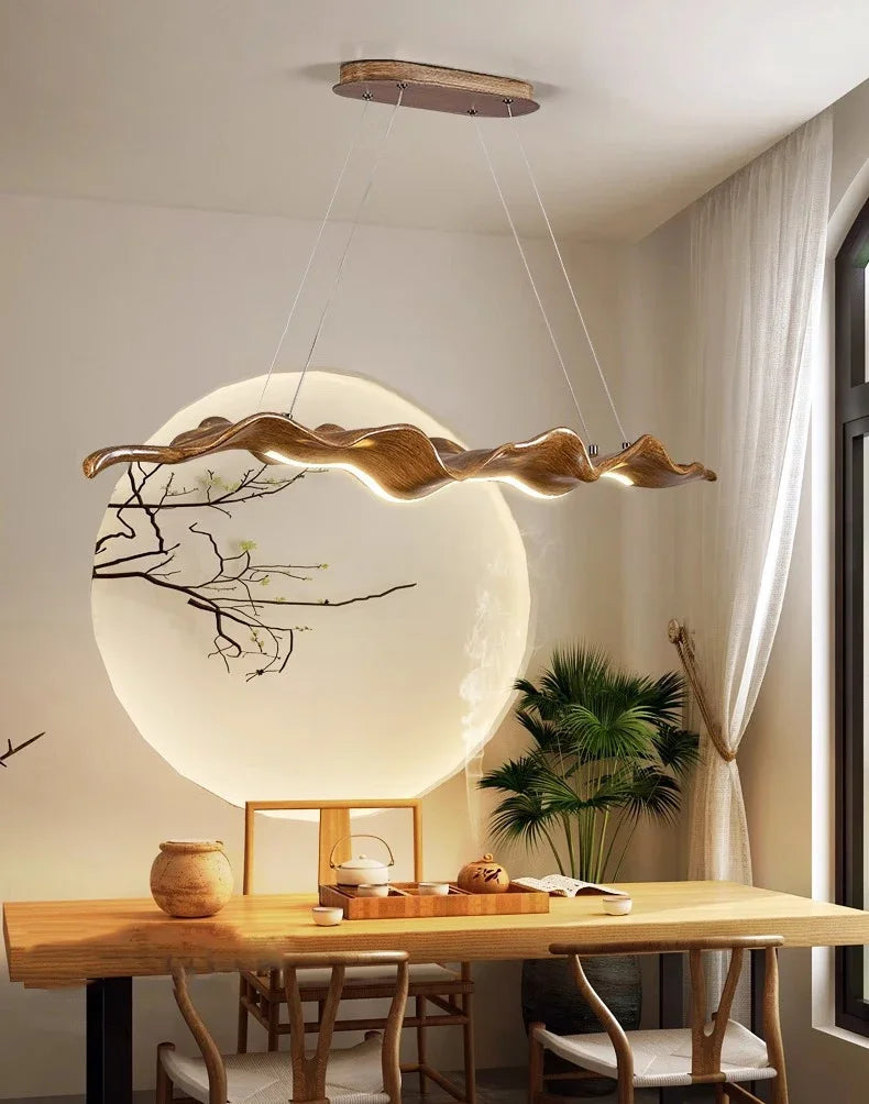 Vintage Resin Leaf Pendant Lights – Elegant LED Chandelier for Tea Houses, Dining Rooms & Bedrooms!