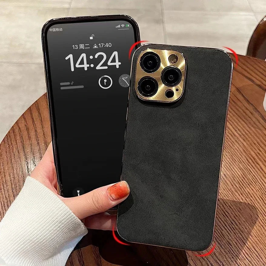 Premium SheepSkin Leather Case: Soft, Shockproof Protection for iPhone 15 Pro Max & More!