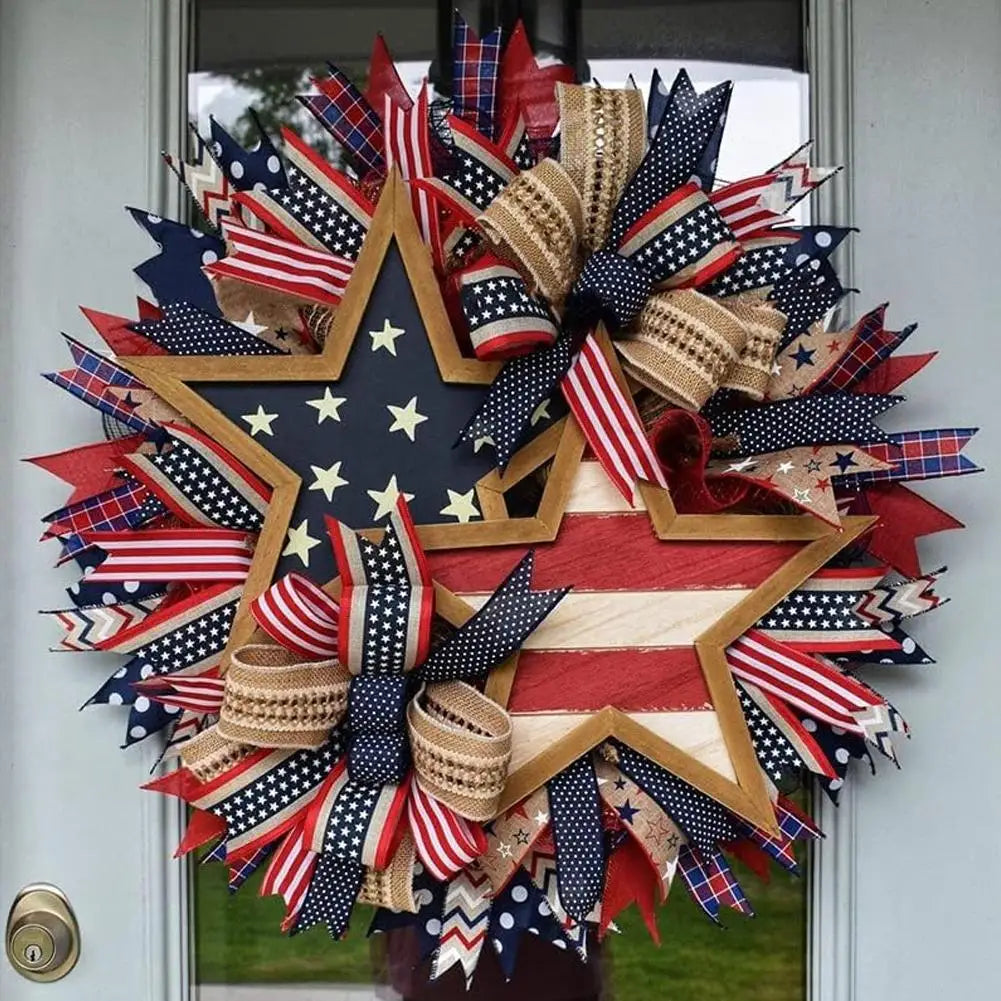 NEW 4th Of July Handmade Garland Wall Door Hanging (Wreath)