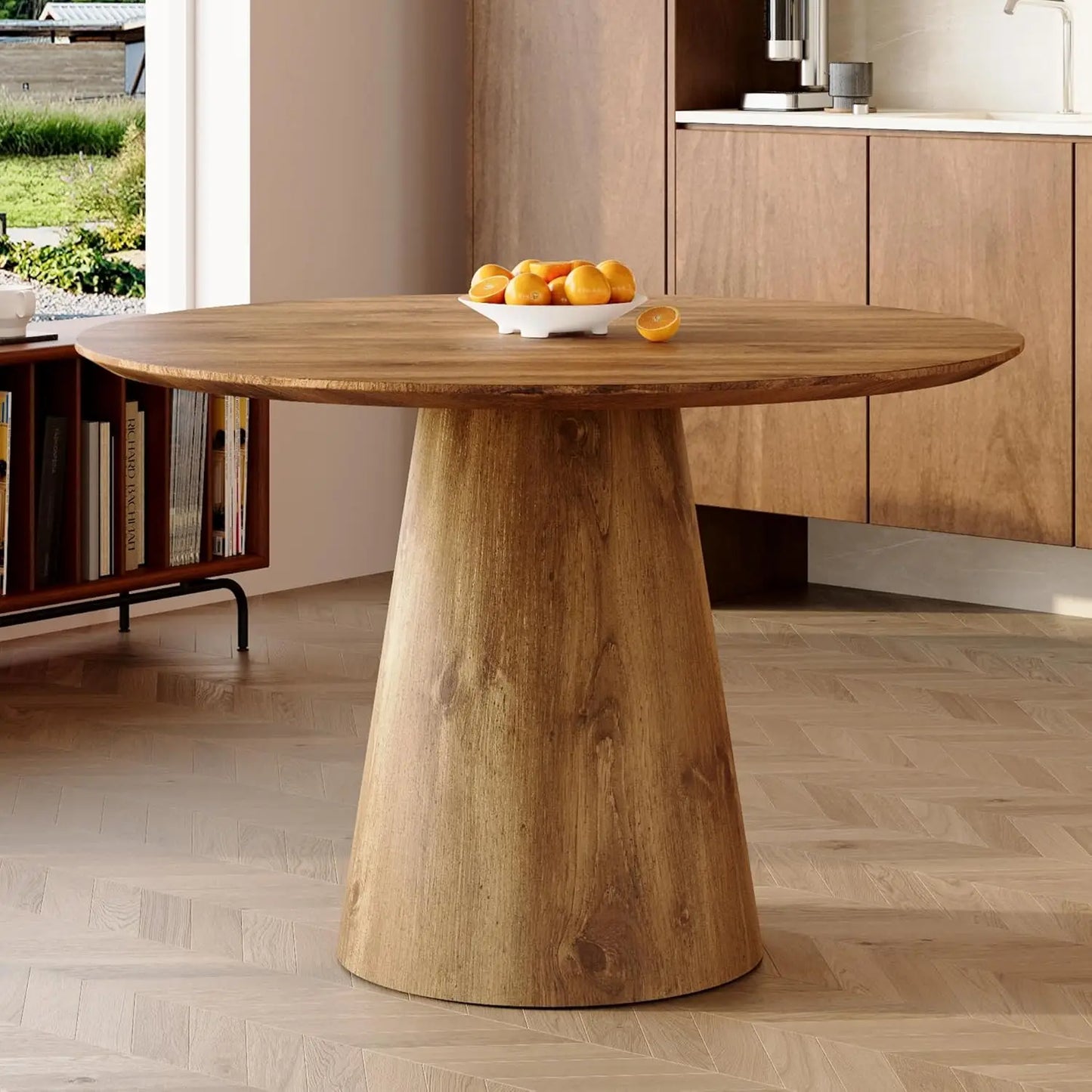 Luxury Wood Texture Round Dining Table Perfect for Kitchens, Dining Rooms & Apartments
