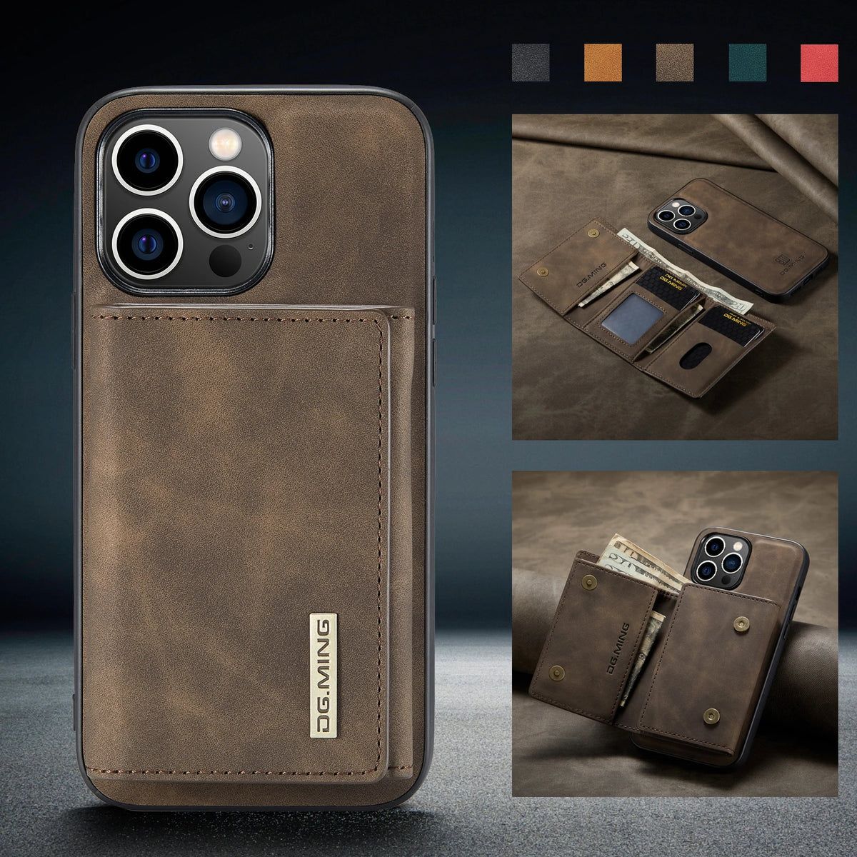 Premium Multi Card Leather Wallet Case For iPhone 12-16 Pro Max Series