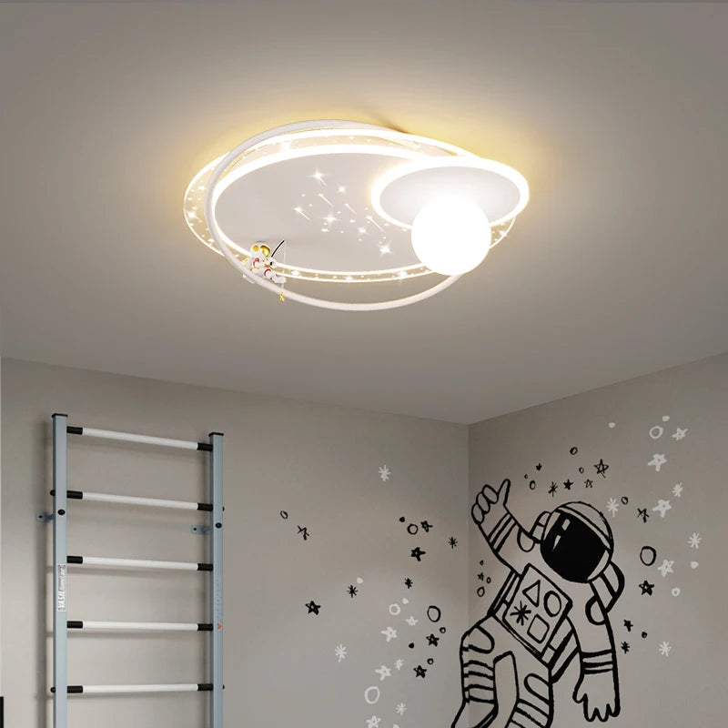 Modern Nordic LED Chandelier with Planets & Astronaut Design for Bedrooms