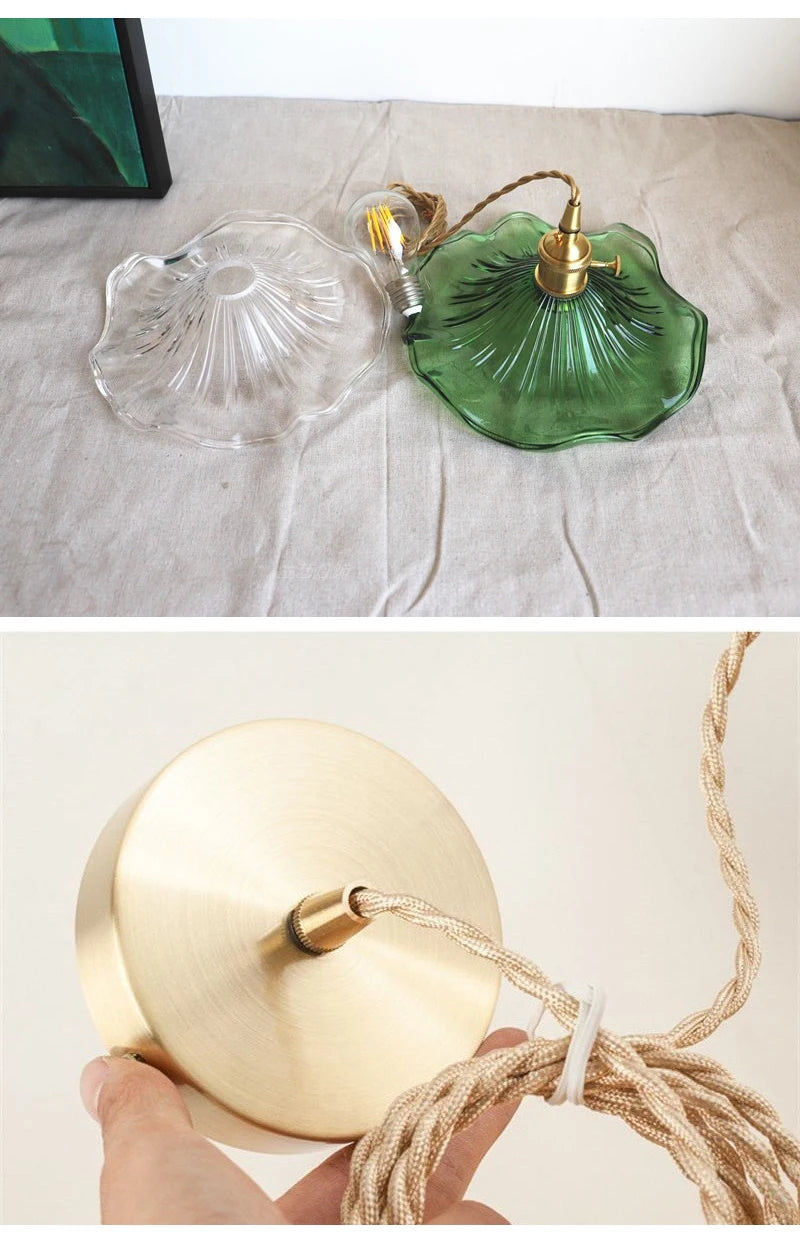 Brighten Up Your Space: Vibrant LED Pendant Light with Colorful Glass & Copper - Perfect for Bedrooms, Living Rooms, and Bars