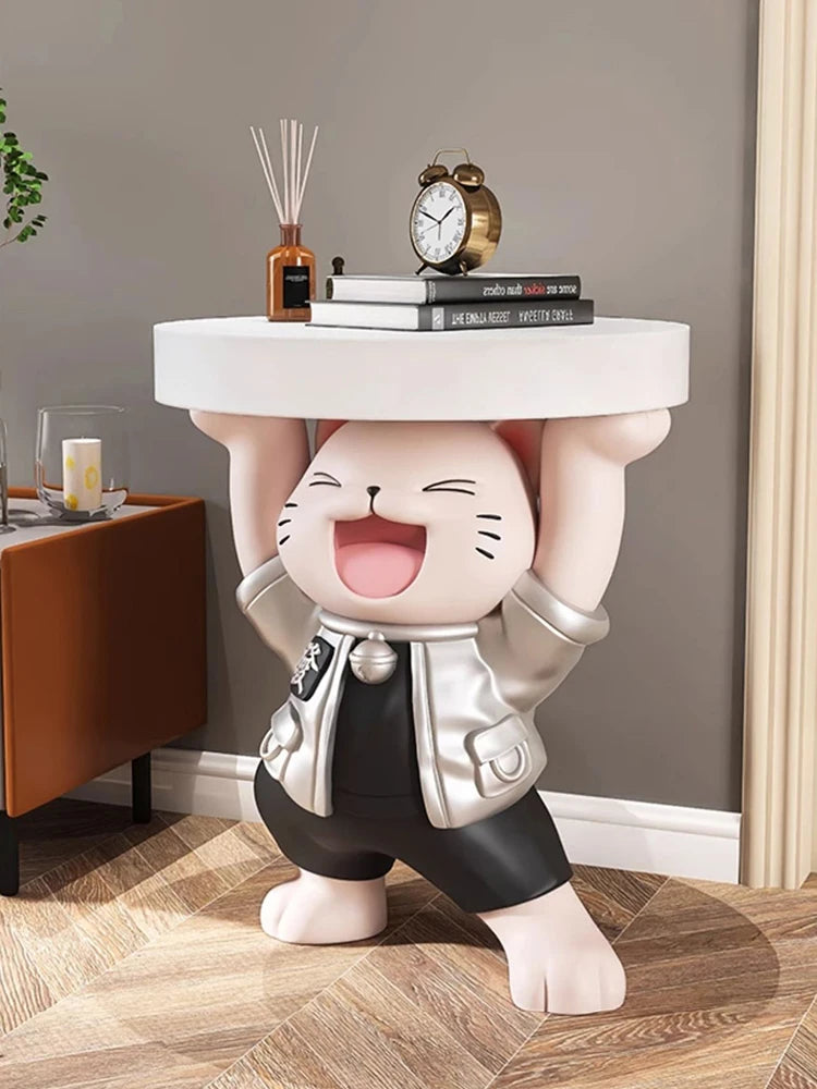 Unique Home Decor Side Table – Artistic Animal Sculpture Furniture for Living Room