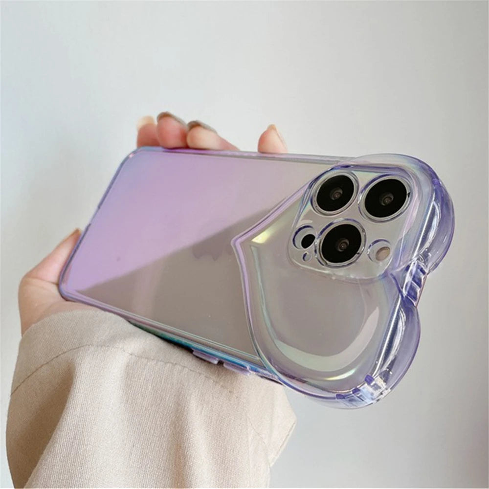 Love Heart Clear Phone Case iPhone 13, 12, 11, 14 Pro Max & More - Soft 3D Silicone Elegance