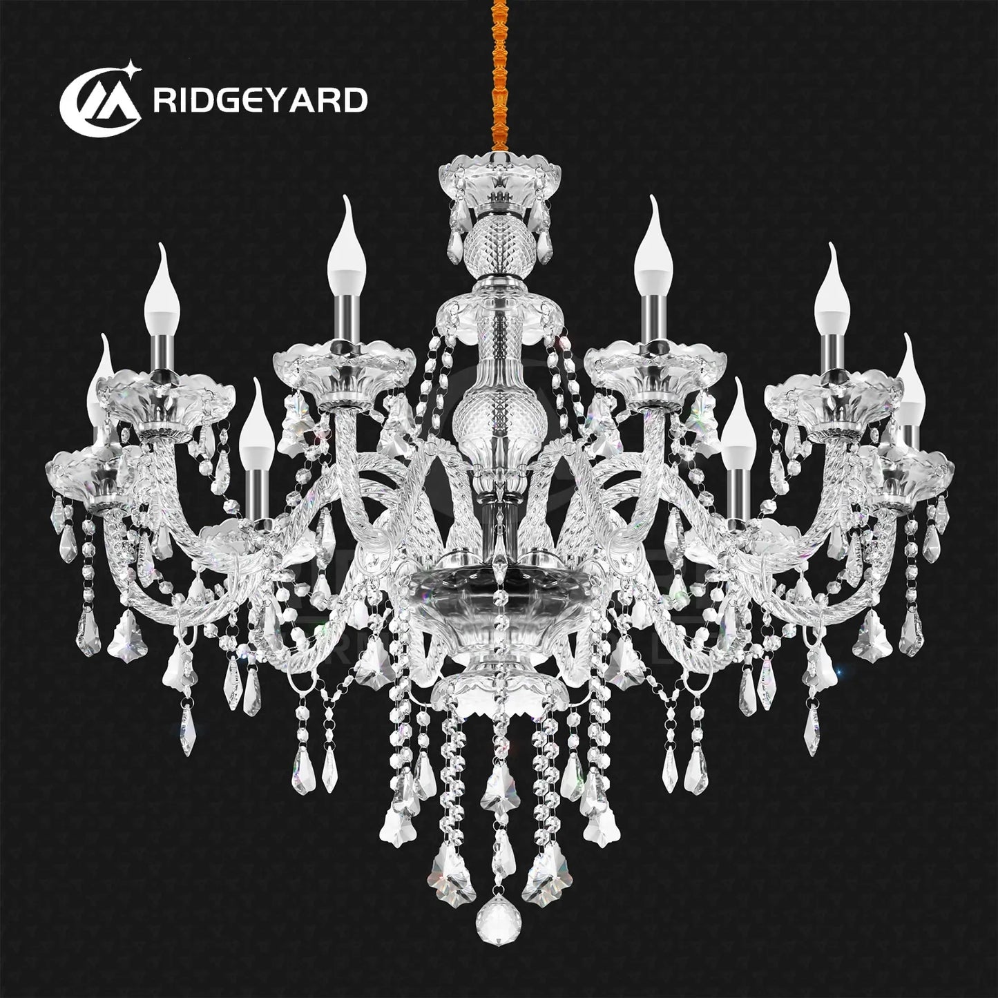 Ridgeyard 4-18 Arms K9 Crystal Chandelier – Luxury Modern & Boutique Style for Hallways, Living Rooms, Dining Rooms, & Bedrooms