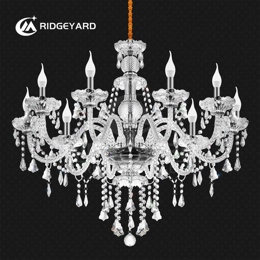 Ridgeyard 4-18 Arms K9 Crystal Chandelier – Luxury Modern & Boutique Style for Hallways, Living Rooms, Dining Rooms, & Bedrooms