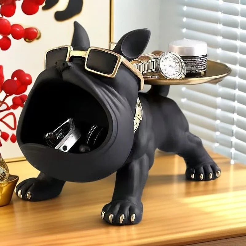 Animal Ornament & Storage Box – 22cm Bulldog Figurine for Home Decor or Gift