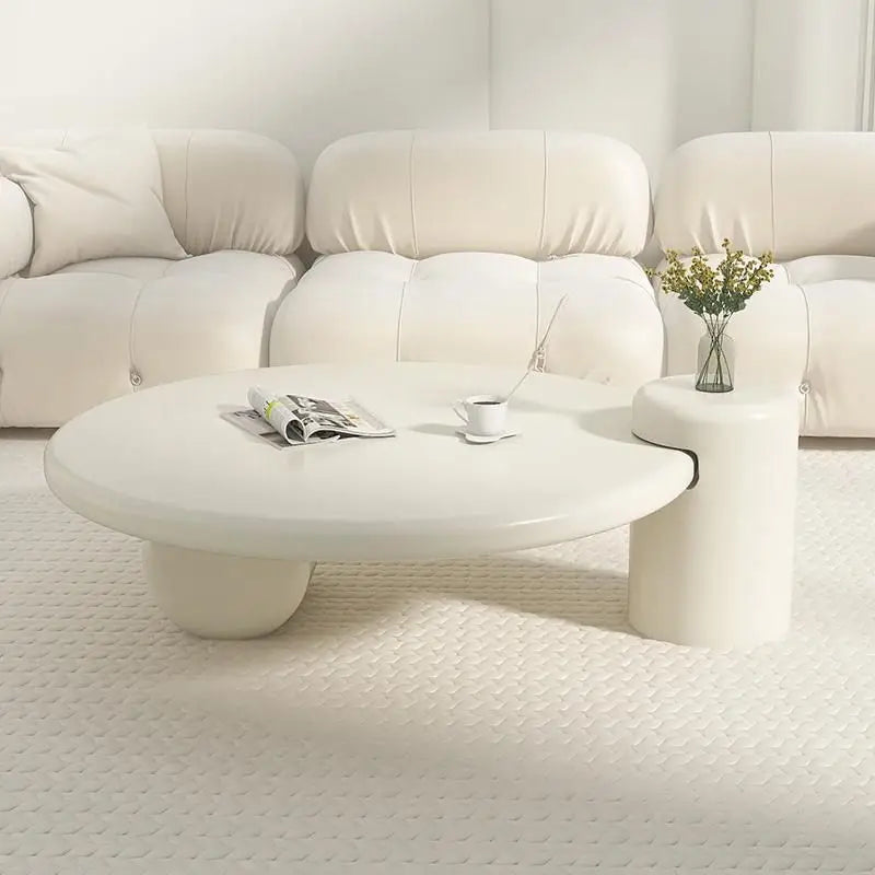 Nordic Minimalist Cream Coffee Table – Modern Designer Living Room Accent Table