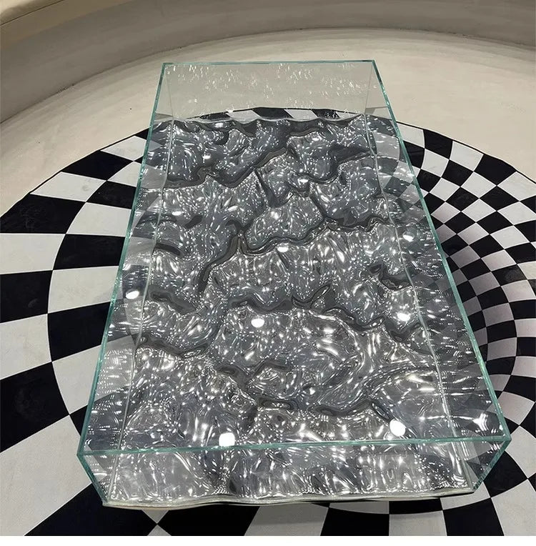 Wavy Edge Transparent Table Water Ripple Effect for Ultra Modern Interiors