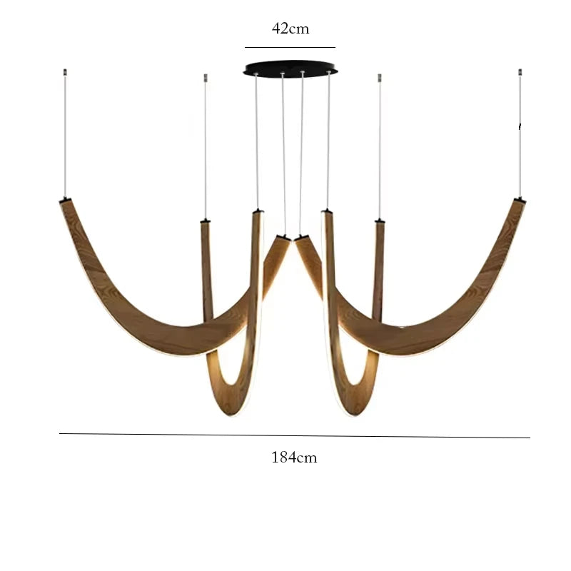 Modern U-shaped Wooden LED Pendant Lights Ideal for Kitchen, Dining & Lobby Lighting
